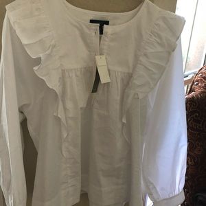 J. Crew Ruffle Front Top white blouse